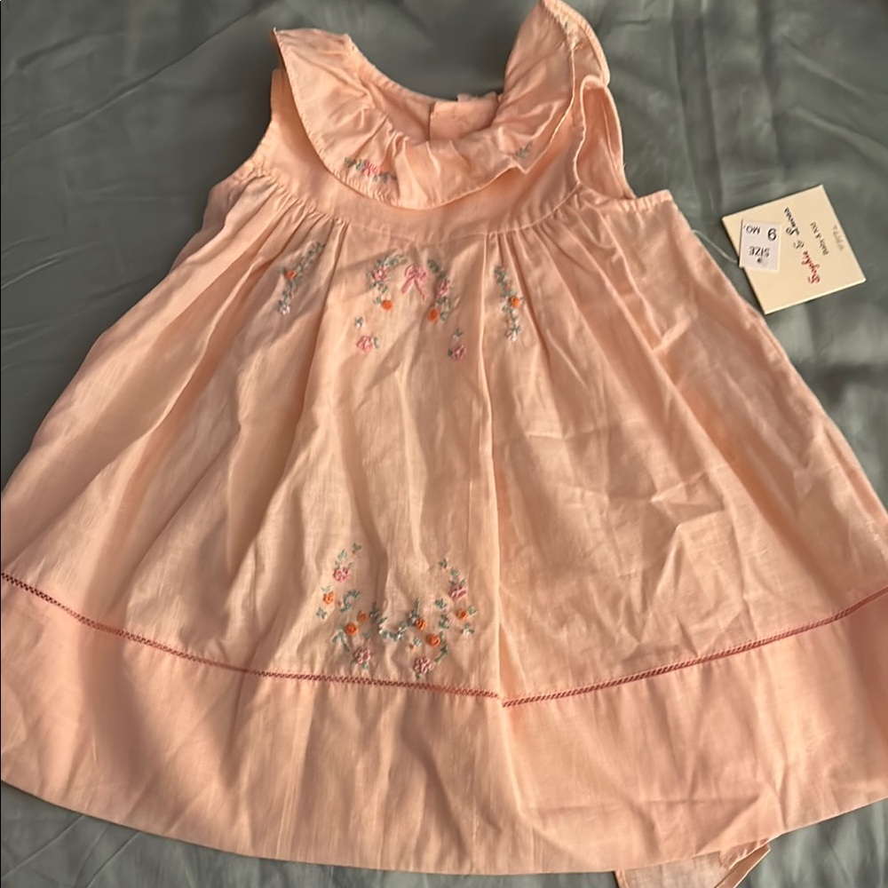 Peach Embroidered Kids Dress